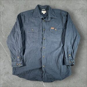 Carhartt Shirt Mens Large Blue Button‎ Front Terry Cloth 100080 412 Original Fit
